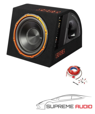 Edge 12 Zoll Aktiv 750W Max Aktiv Subwoofer Verstärker Bass Gehäuse + Kabelsatz