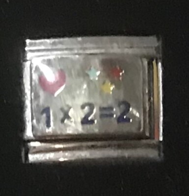 Math Times Table 1 X 2 = 2 Wholesale Italian Charm Enamel Link 9MM K54
