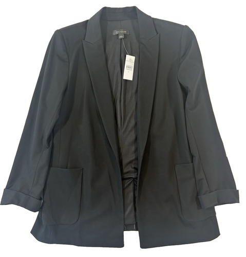 NEW womens black Ann Taylor open blazer suit jacket career 3/4 sleeve Small 4