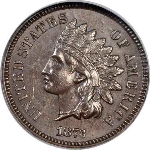 1873 1C Doubled LIBERTY Snow-1 Indian Cent NGC AU58BN
