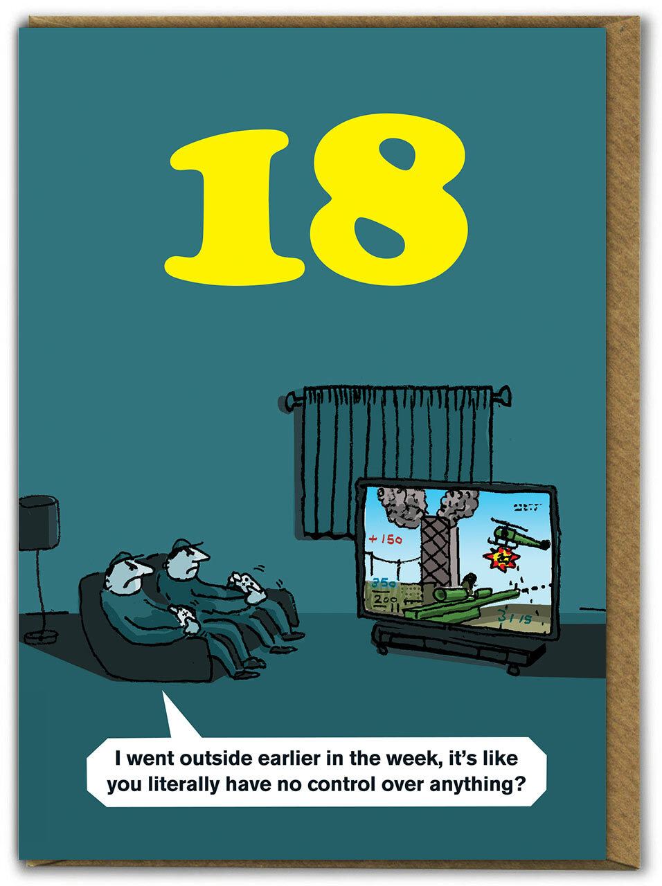 Funny 18th Birthday Card Age 18 Hilarious 'Gamer' Cheeky Cartoon Comedy Humour