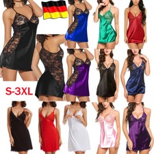 DE Sexy Damen Satin Nachtwäsche Babydoll Des...