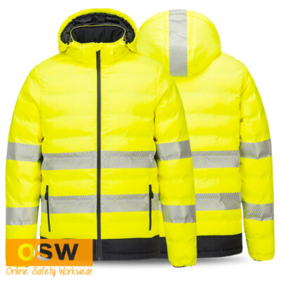 S548 - Hi-Vis PORTWEST Ultrasonic Heated Tunnel Jacket - Yellow/Black S~3XL