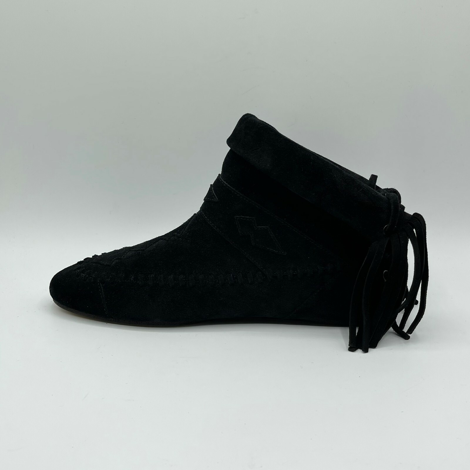 Stivaletti donna Saint Laurent neri scamosciati con frange $995 529286 1000