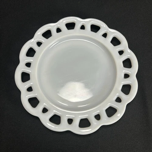 Vintage Milk Glass Lace Plate 8.25 in