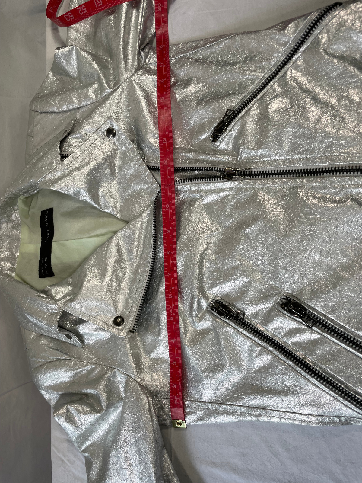 Zara basic bomber jacket metalic silver size  S - image 16