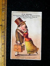 C. A. Myers, Bookseller, Chromos, Ravenna, Ohio Husband Wife Victorian Card F34