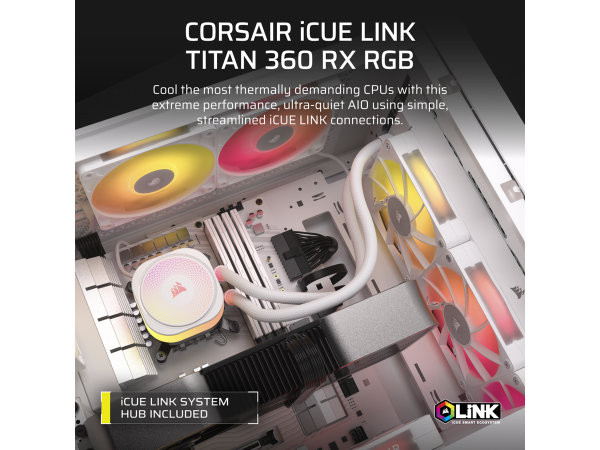 CORSAIR iCUE LINK TITAN 360 RX RGB Liquid CPU Cooler – White