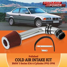 For 92-98 BMW E36 325 328 I6 Engine Cool Cold Air Intake System Kit Polish Pipe