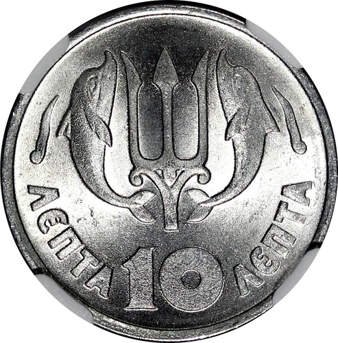 Greece Republic Aluminum 1973 10 Lepta NGC MS66 Athens mint KM# 105 (030) - Picture 4 of 4