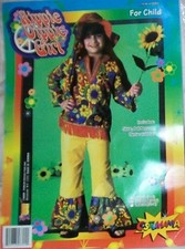Hippie Girl COSTUME Med 8-10 Halloween Peace Flower Child /gh5
