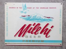 Mile Hi Beer Tivoli Brewing Co Beer Denver Rockies Colorado Vintage Metal Sign