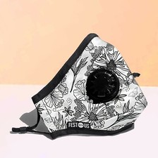 Fest with Us Quality Washable Black and White Floral Face Mask with Two Filters