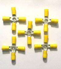 5 Pack 4 Way Butt Connectors Yellow 12-10 AWG PVC Solderless Tin Plated Copper