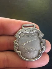 Winchester Rifles Pocket Watch Cover FOB Metal Patina Gun Gunsmith Collector WOW