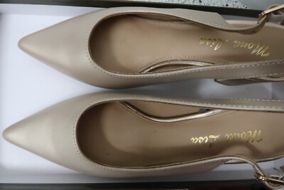 MONA LISA  SLING BACK DRESS SHOE PEARLIZED LEATHER PEWTER CHAMPAGNE SIZE 37