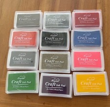 Craft Pad Ink Stamp Pads 12 Pk. Multicolored, Pink Black Gold Green Yellow Blue