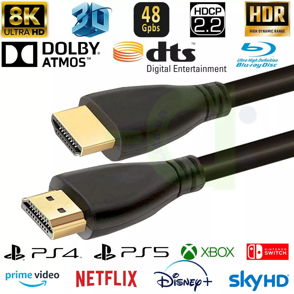 8K HDMI 48Gbps 4K UHD HDCP 2.2 eARC Dolby Vision Dynamic HDR PS4 Xbox | eBay