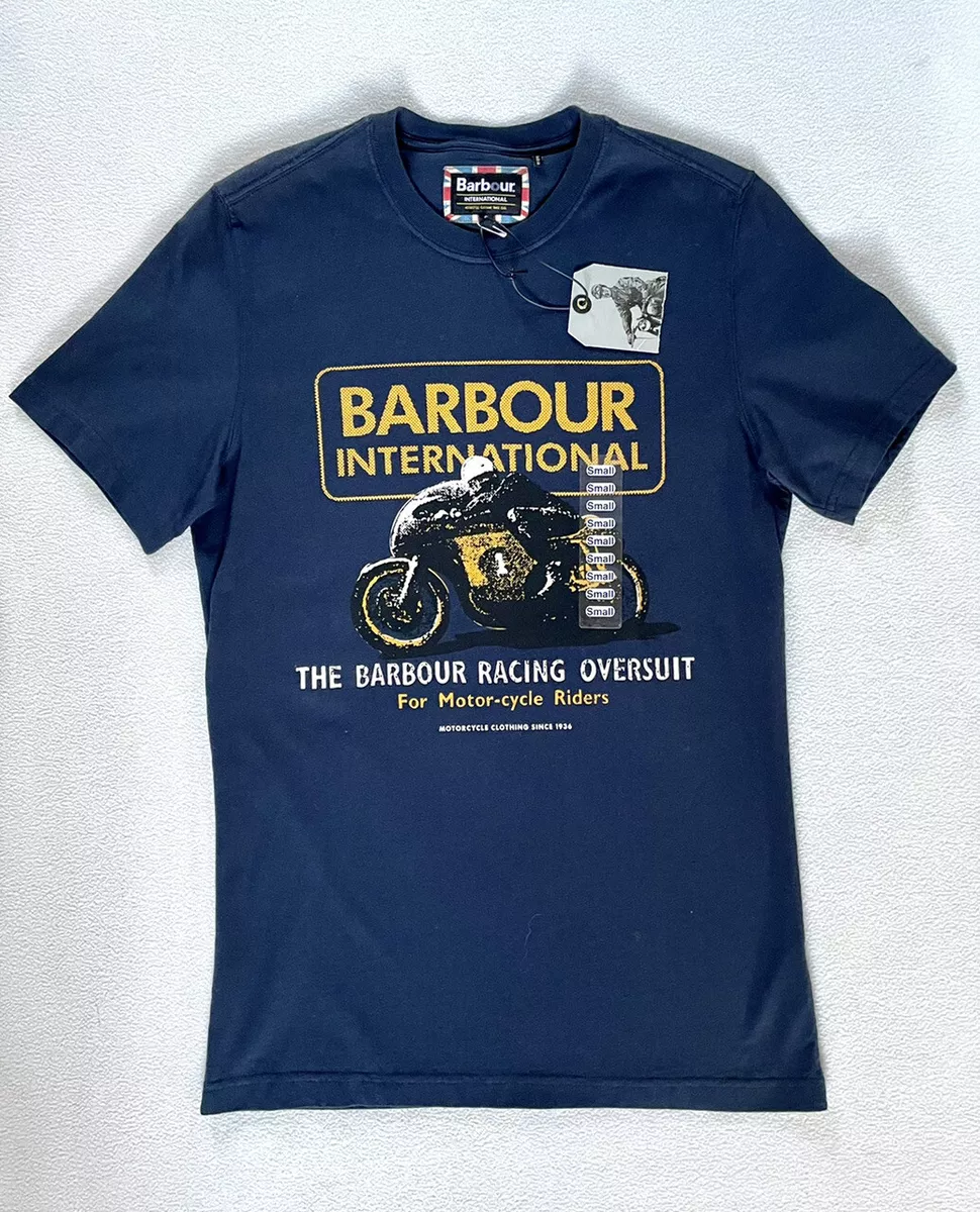 Barbour International Navy T Shirt Motorcycle Racing sz S | eBay