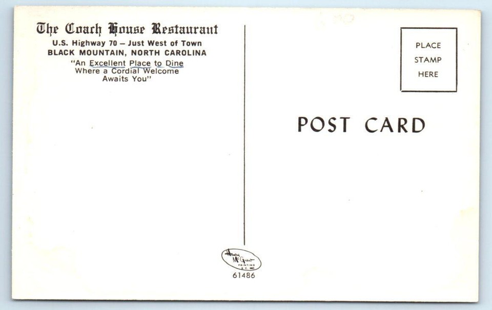 BLACK MOUNTAIN, North Carolina NC Roadside COACH HOUSE RESTAURANT Postcard eBay