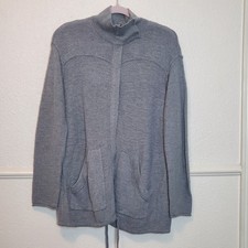 Michael Stars Anthro Cardigan Sweater Full Zip Snaps Pockets Gray Women's Sz M/L