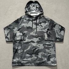 Nike Sweatshirt Mens XL Tonal Gray Camouflage Therma-Fit Training Hoodie DD1757