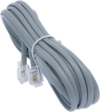 14Ft Heavy Duty RJ11 / RJ14 Silver Satin 4 Conductor Reverse Wired Telephone Li