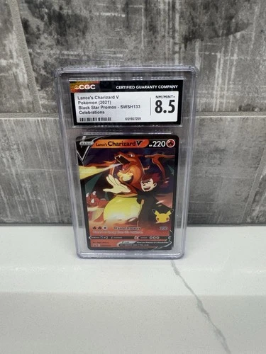 Pokemon TCG Lance's Charizard V Black Star Promo SWSH133 Celebrations CGC 8.5