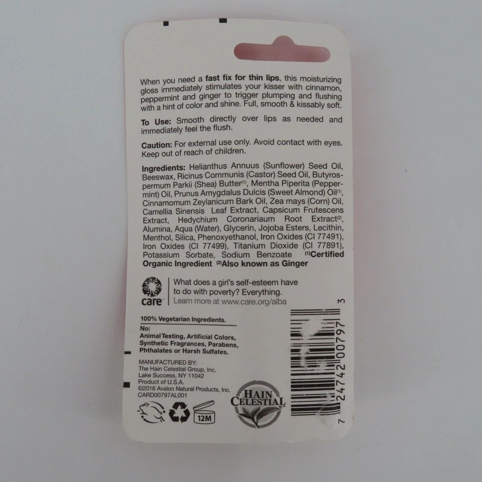 Alba Botanica Fast Fix Labios Delgados Tintado Relleno Brillo .25oz 724742007973 NUEVO Foto 4 de 4