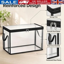 Larnto Large Heavy-DutyThick Plastic Clear Storage Box with Hinged Lid