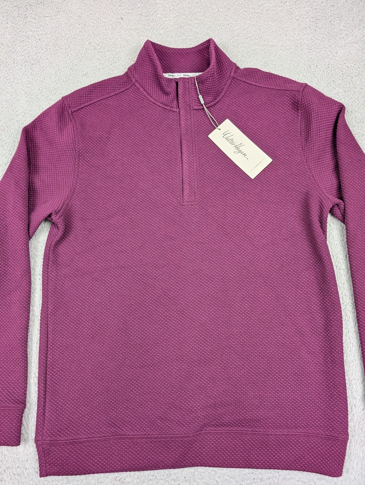 Walter Hagen Pullover Mens Small Beet Purple Clubhouse Quarter Zip Golf Thermal thumbnail 2