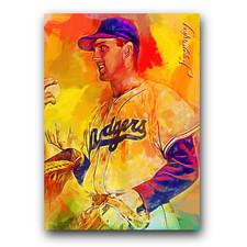 Carl Erskine #6 Art Card Limited 34/50 Edward Vela Signed (Brooklyn Dodgers)