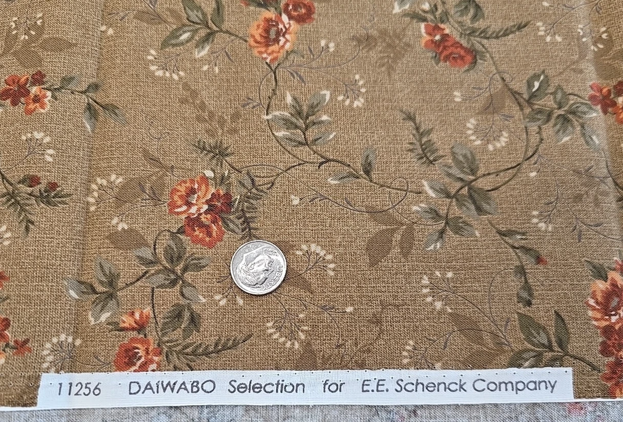 E.E. Schenck Company DAIWABO Brown Orange Floral Quilt Fabric 87 x 44 image 2