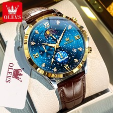 OLEVS 9807 Men Quartz Moonphase Waterproof Starry Sky Watch