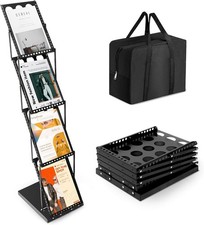 Présentoir Brochure Littérature Pliable,4 Poches Porte Magazine Plancher avec