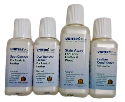 Uniters Pure Home Care Essentials Natural Cleaner Kit of 4 Fabric Leather & Wood
