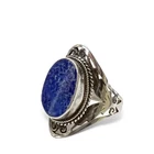 Vintage Southwestern Oval Blue Lapis Sterling Silver Ring Size 8.5