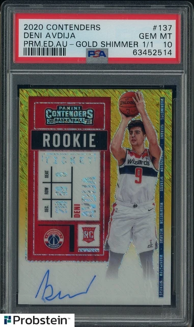2020-21 Contenders Gold Shimmer Rookie Ticket Deni Avdija RC AUTO 1/1 PSA 10