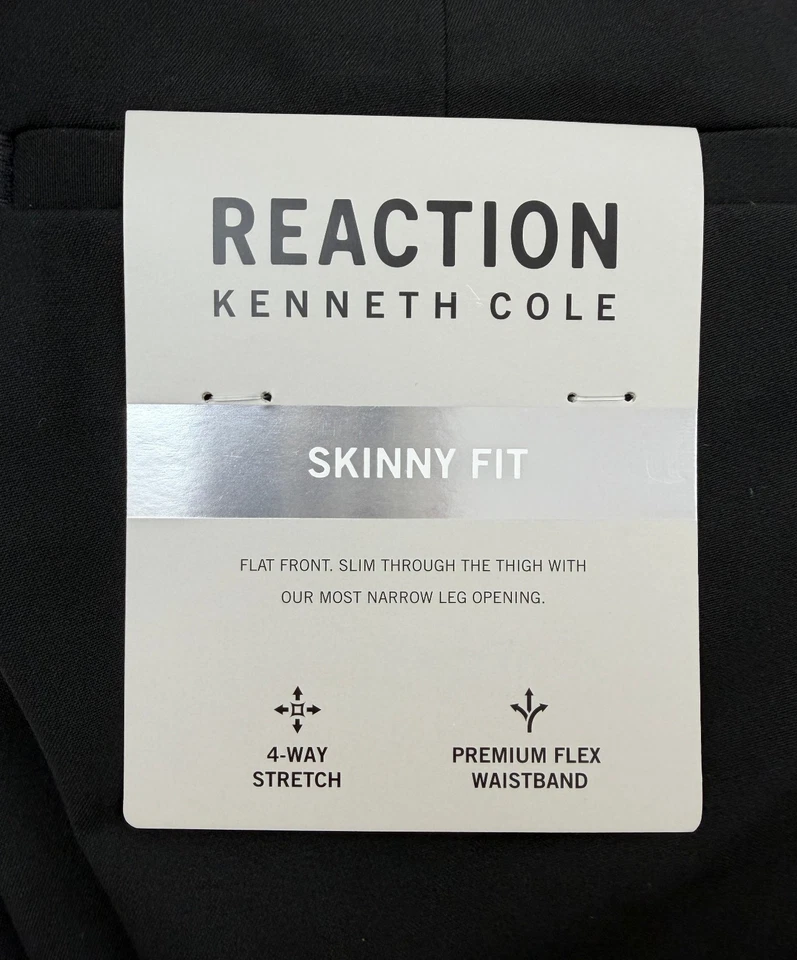 $95 NUEVO KENNETH COLE REACTION Hombres 30x32 Negro Sólido Ajustado Pantalones/Pantalones de Vestir Foto 2 de 4