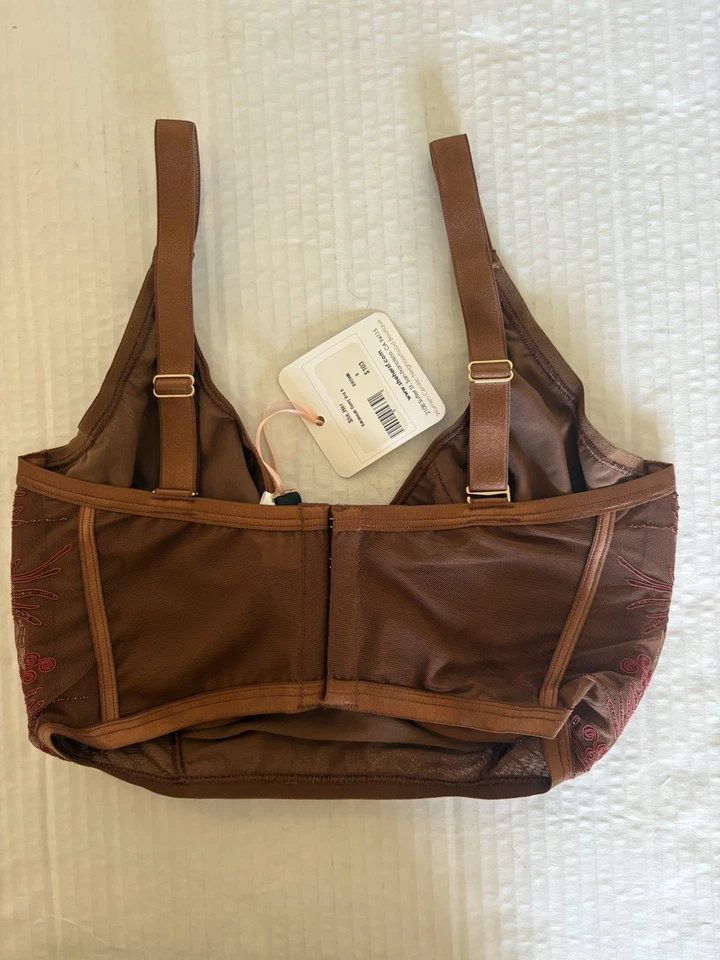 Cosabella Savannah CURVY Small Longline Lace Bra NWOT Brown Floral - Image 4 of 4