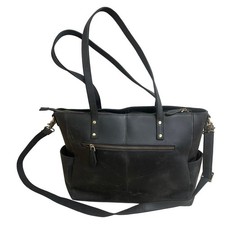 S-ZONE Black Crossbody Work Travel Shoulder Bag Purse Leather Tote Bag NEOT