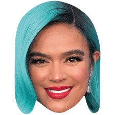 Karol G Blue Hair Celebrity Mask, Flat Card Face, Fancy Dress Mask