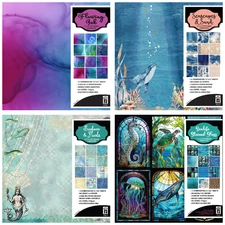 Set #3 Lot of 4 Ocean 12x12 Paper Cardstock Paper Pads Sea Life Underwater Craft