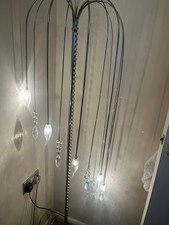 Modern Chrome Silver Floor Lamp 3-Light Crystal Drops LED Warm White Switch