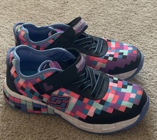 Skechers Girls Size 3 Shoes Mega Craft Power Pixels Multi Sneakers Memory Foam