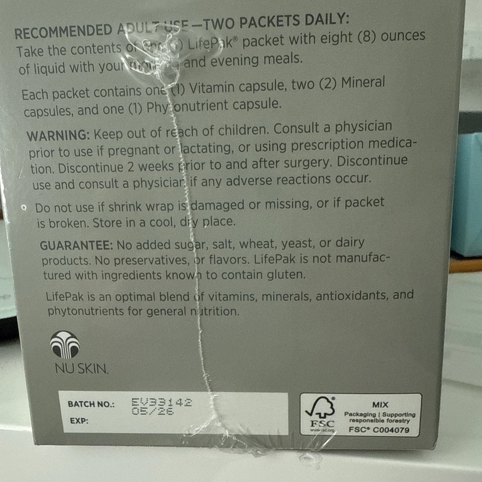 Nu Skin Nuskin Pharmanex Lifepak Life Pak Nutrientes Antienvejecimiento Multi Vitaminas Foto 4 de 4
