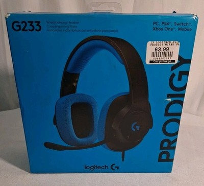 Logitech G233 Prodigy Blue/Black Wired PC PS4 Switch Xbox One Headset Open Box 