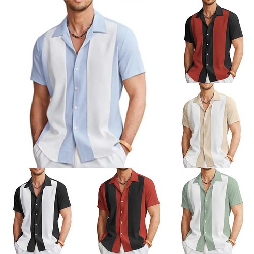 Comfy Men Shirt Tops Button Down Casual Daily Hawaiian Holiday Loose Regular - Picture 2 of 16