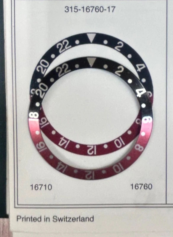 Fábrica Rolex 16710 descolorido a rosa "Coke" bisel inserto Foto 3 de 4