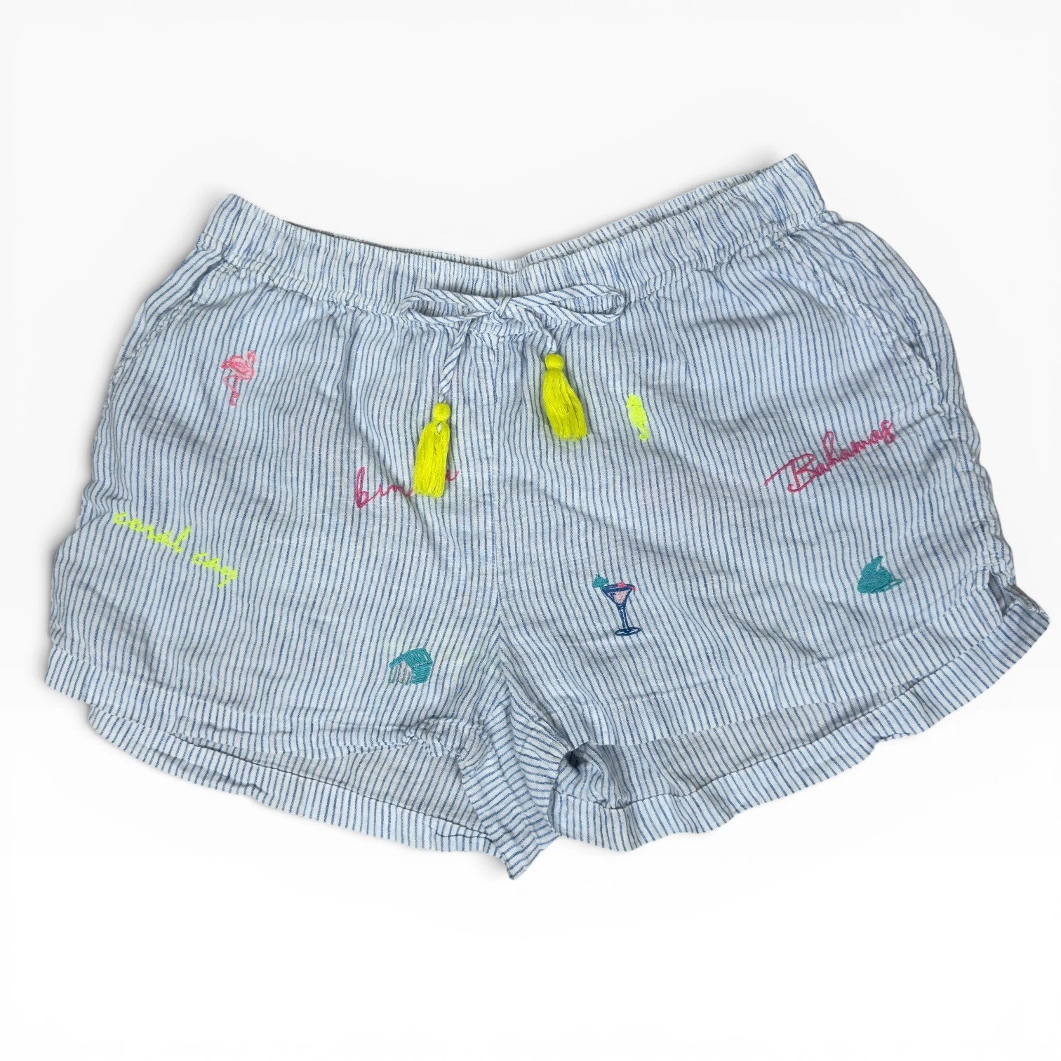 Vineyard Vines Linen Shorts Womens L Blue Embroidered Bahamas Flamingo Tassel
Opens in a new window